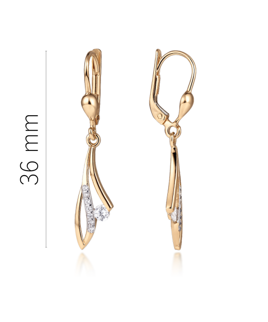 Gold earrings with zircons