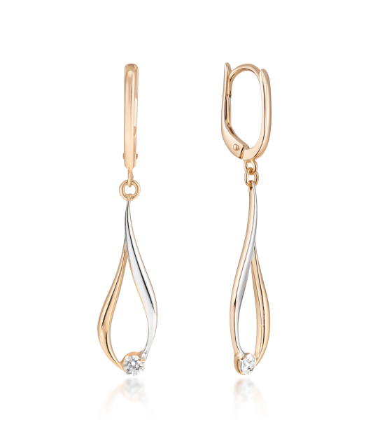 Gold earrings with zircons