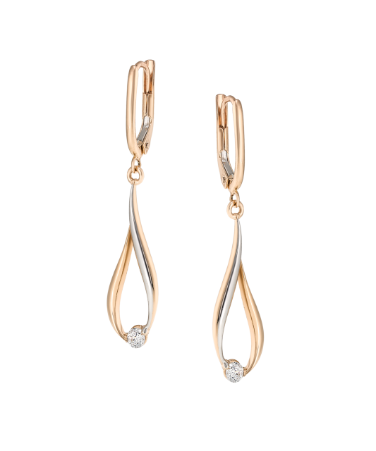 Gold earrings with zircons