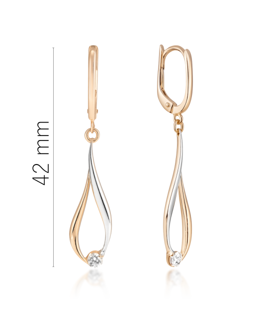 Gold earrings with zircons
