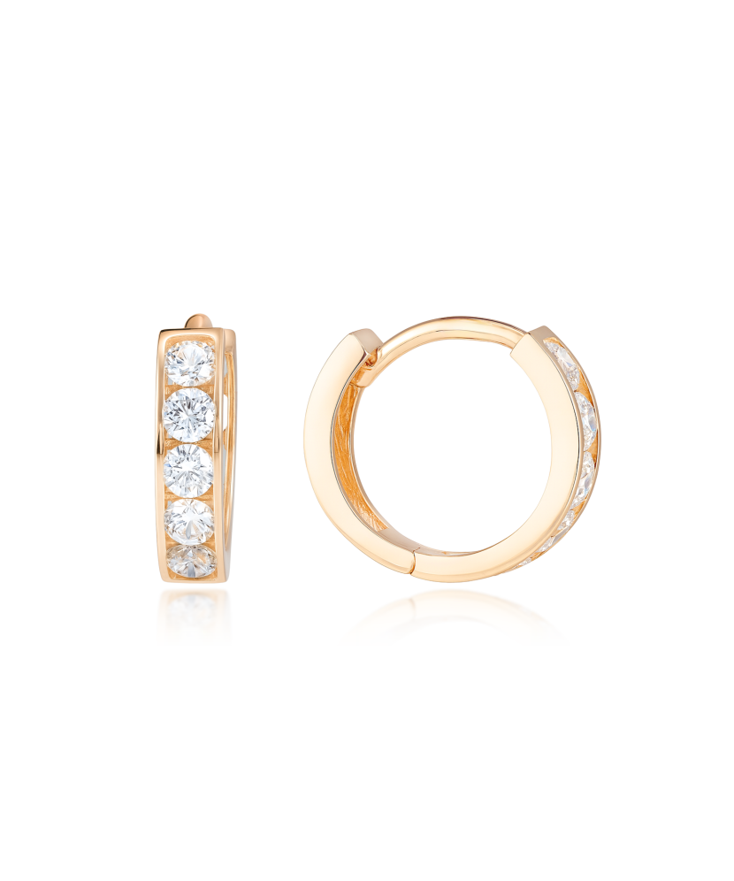 Gold earrings with zircons