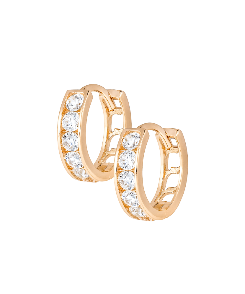 Gold earrings with zircons