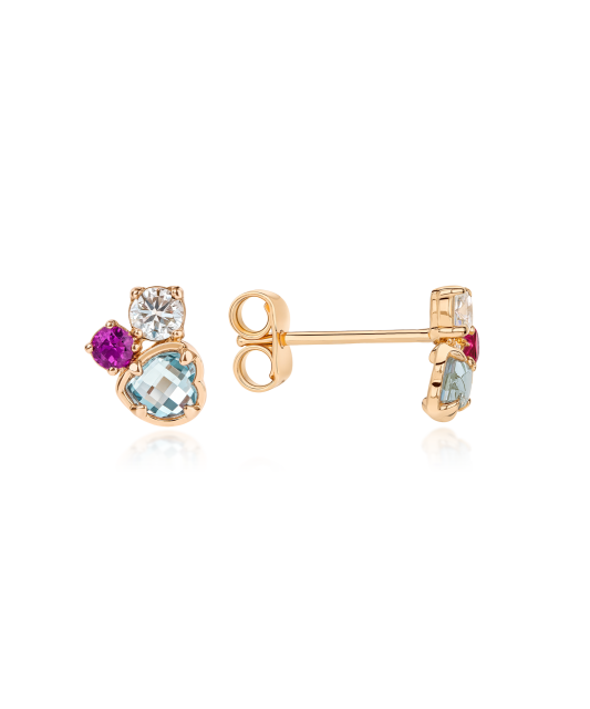 Gold earrings with zircons