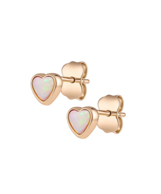Gold earrings with opal "hearts"