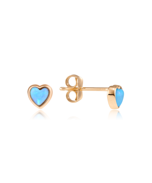 Gold earrings with opal "hearts"