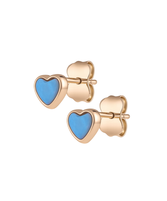 Gold earrings with opal "hearts"