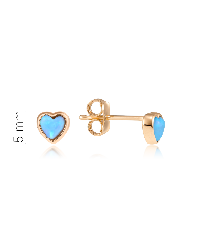 Kultaiset korvakorut opaalilla "sydän"