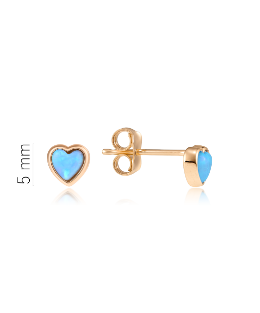 Gold earrings with opal "hearts"
