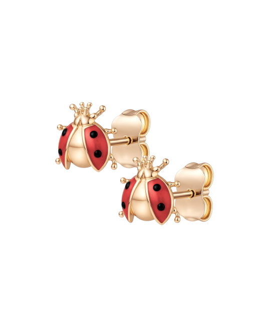 Gold children's earrings with enamel "Boružėlės"
