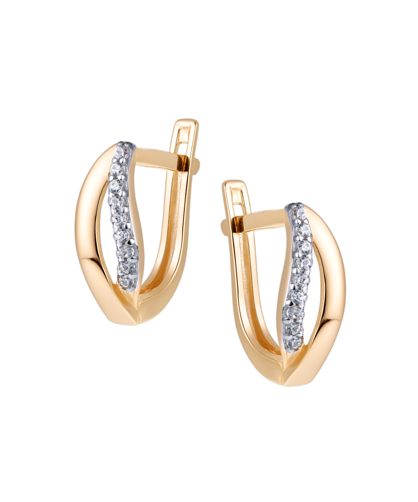 Gold earrings with zircons