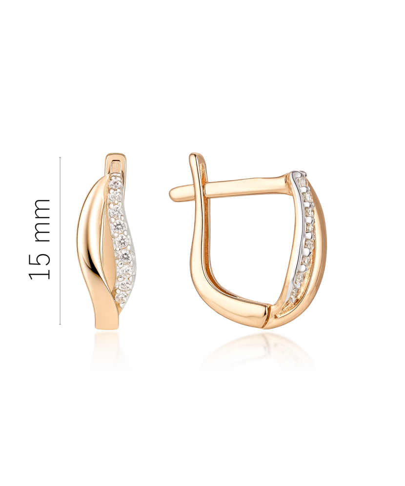 Gold earrings with zircons