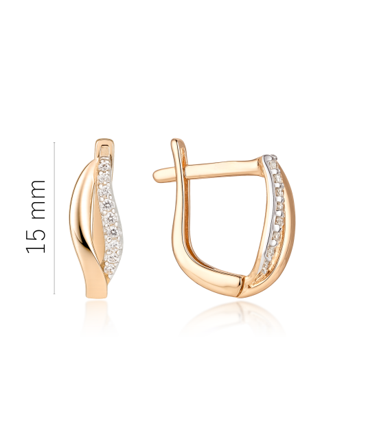 Gold earrings with zircons