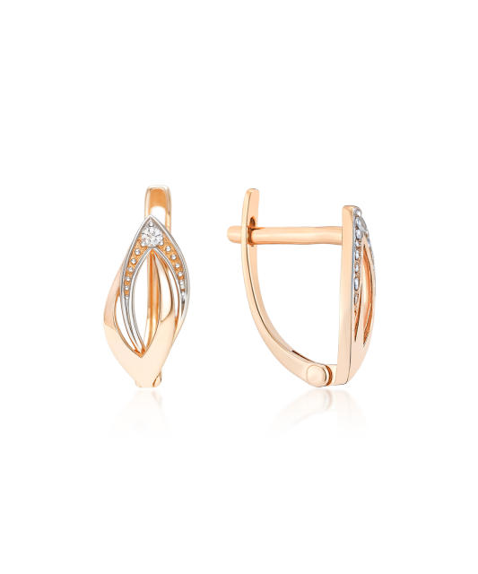 Gold earrings with zircons