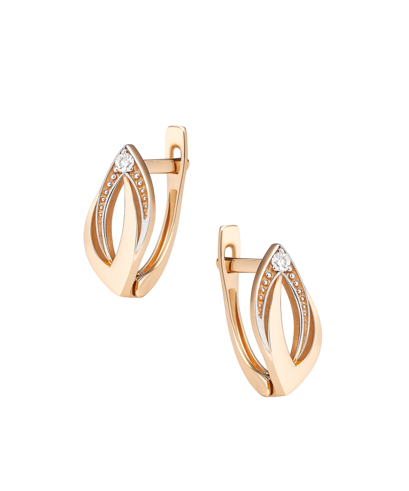 Gold earrings with zircons