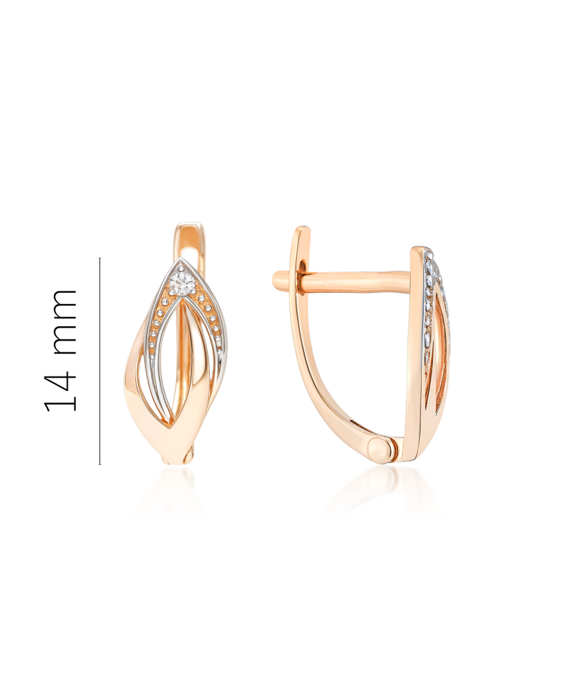 Gold earrings with zircons