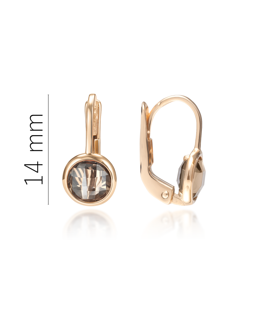 Gold earrings with smoky topaz