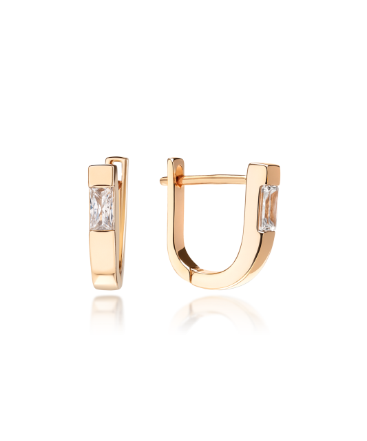 Gold earrings with zircons