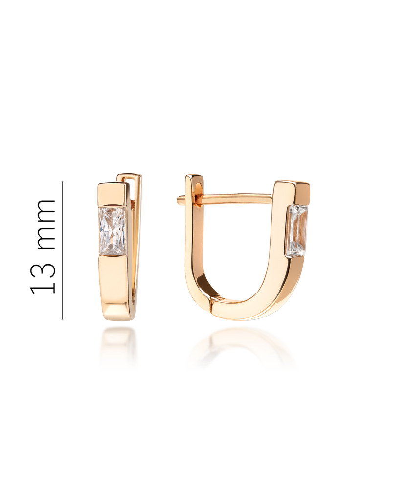 Gold earrings with zircons