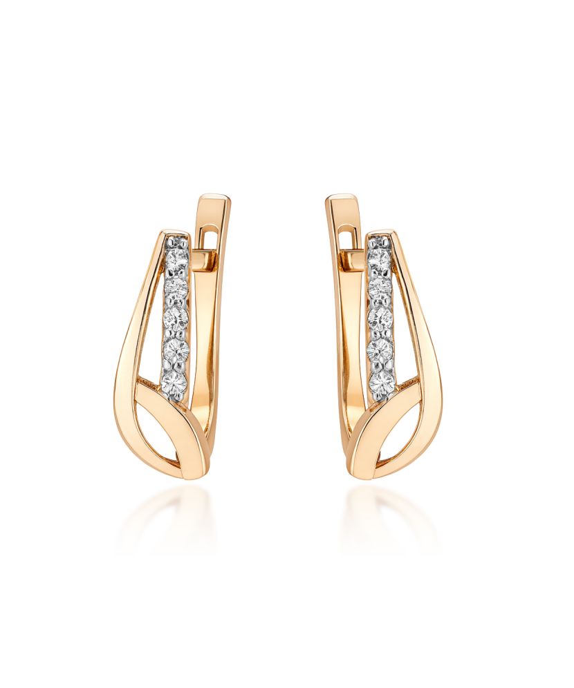 Gold earrings with zircons