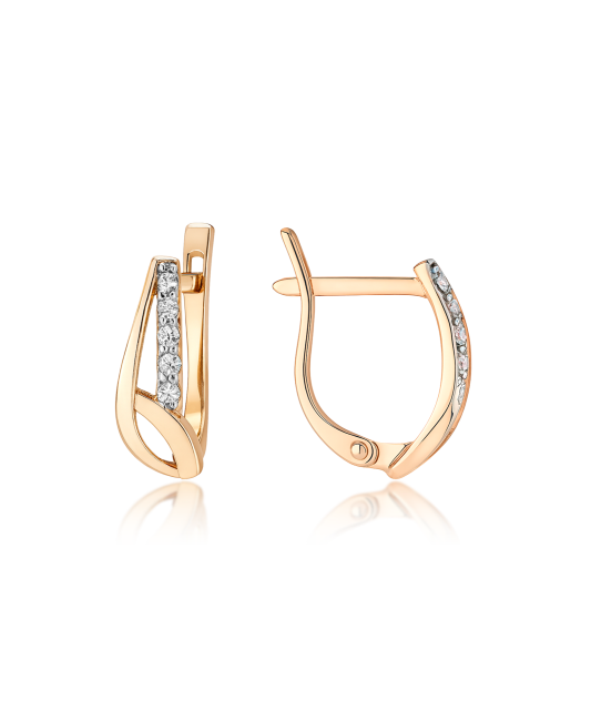 Gold earrings with zircons