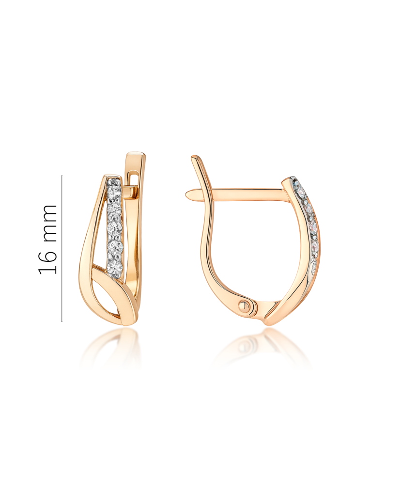 Gold earrings with zircons