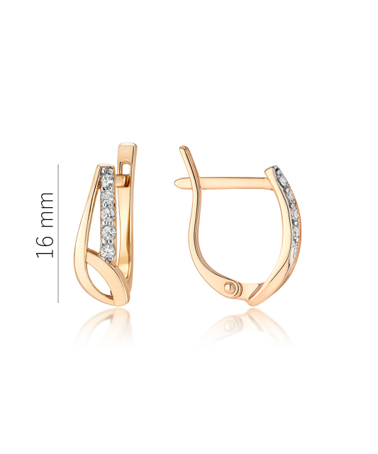 Gold earrings with zircons