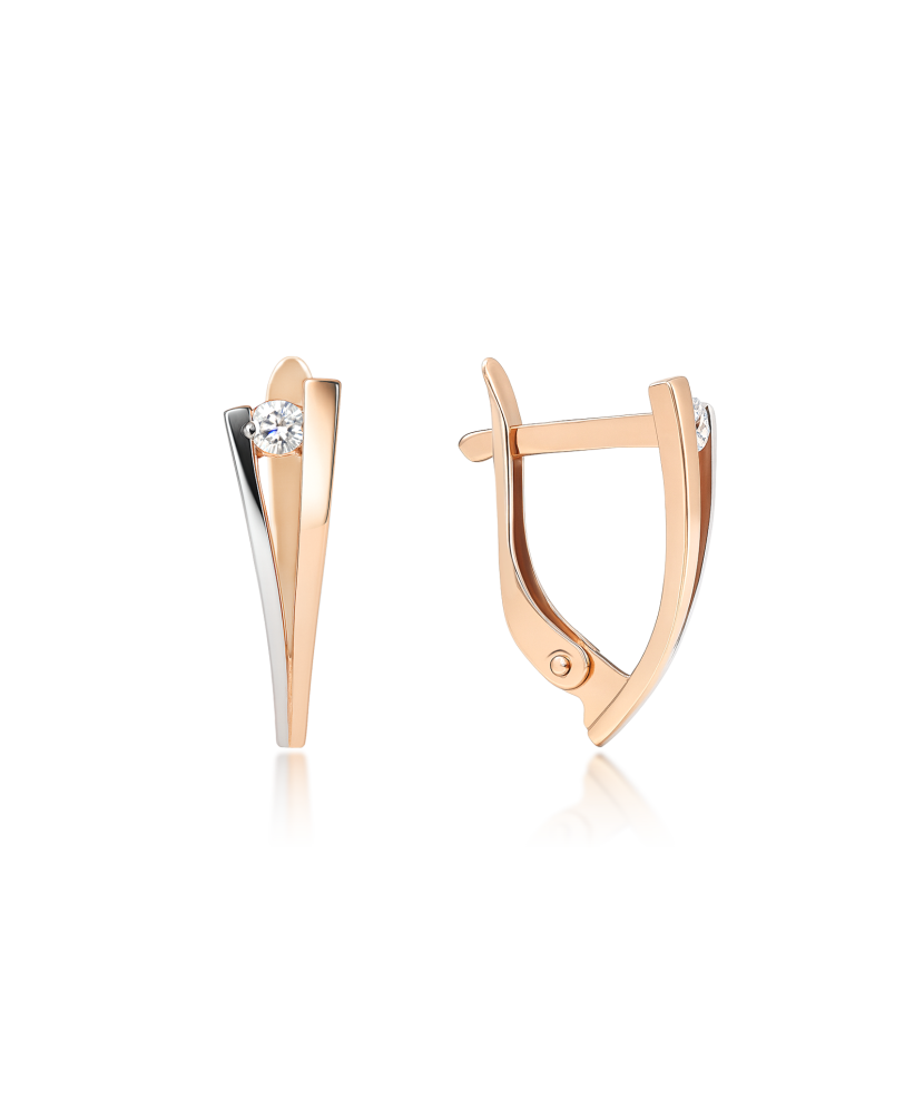 Gold earrings with zircons