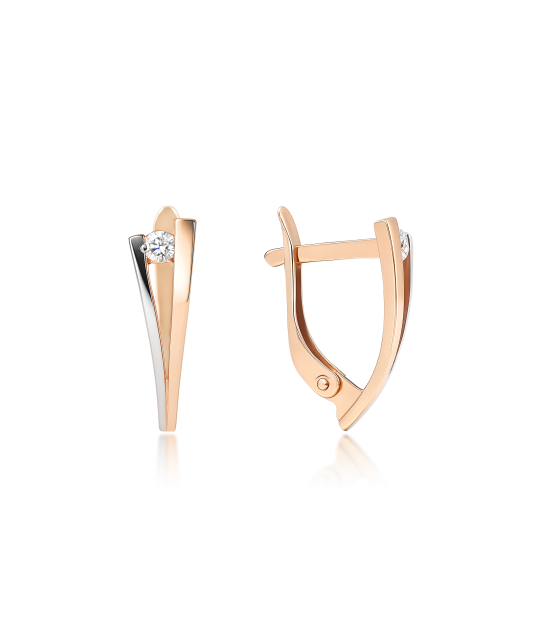 Gold earrings with zircons