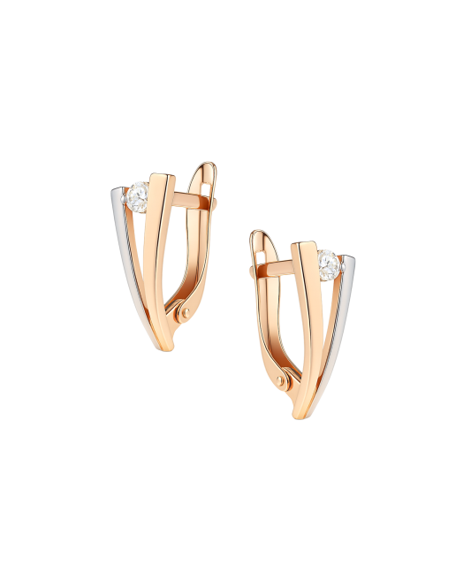 Gold earrings with zircons