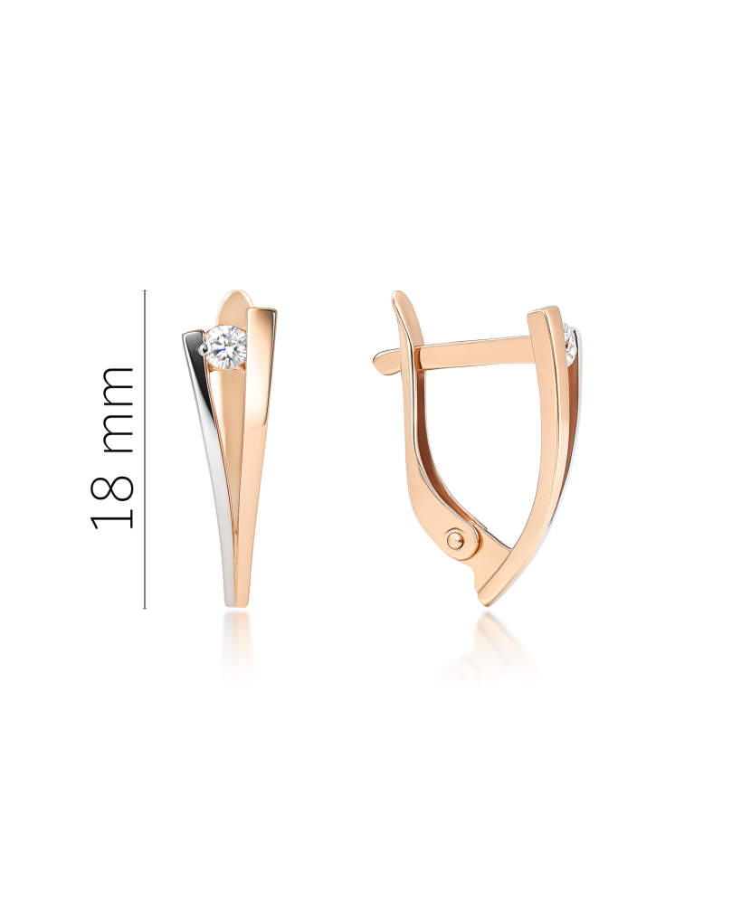 Gold earrings with zircons