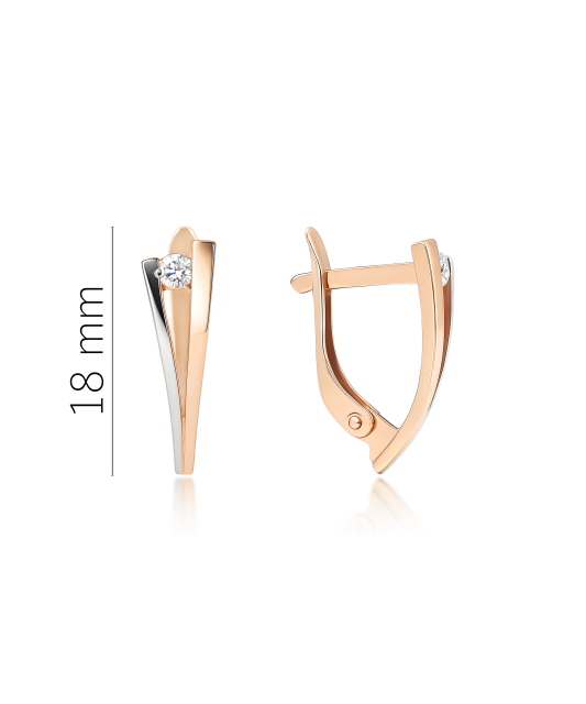 Gold earrings with zircons