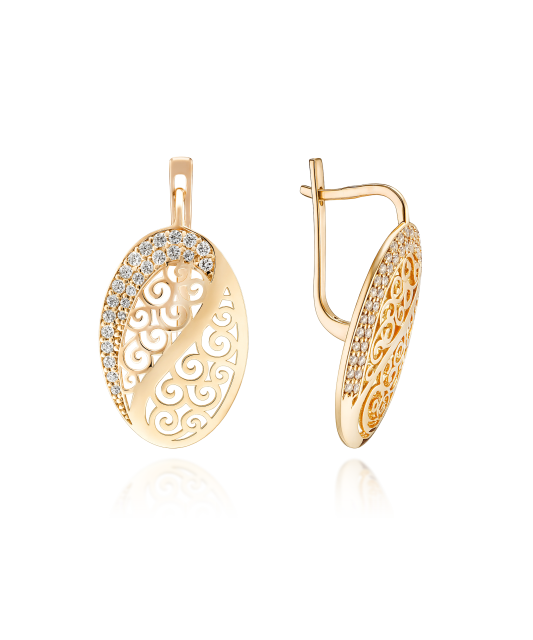 Gold earrings with zircons