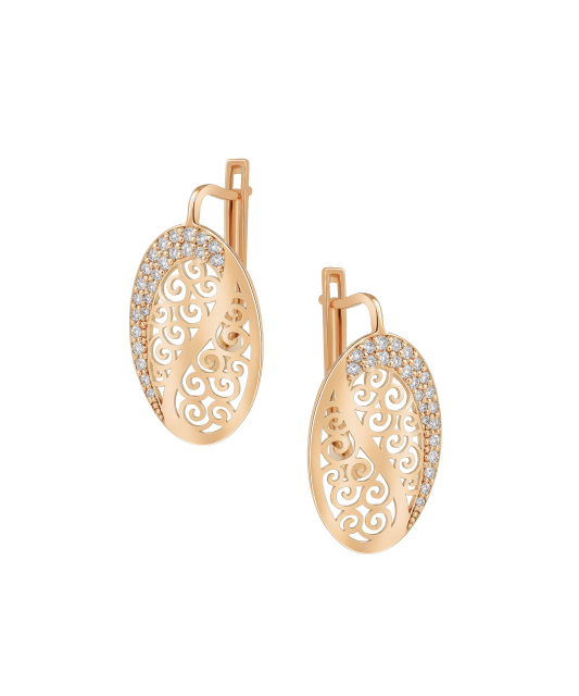 Gold earrings with zircons