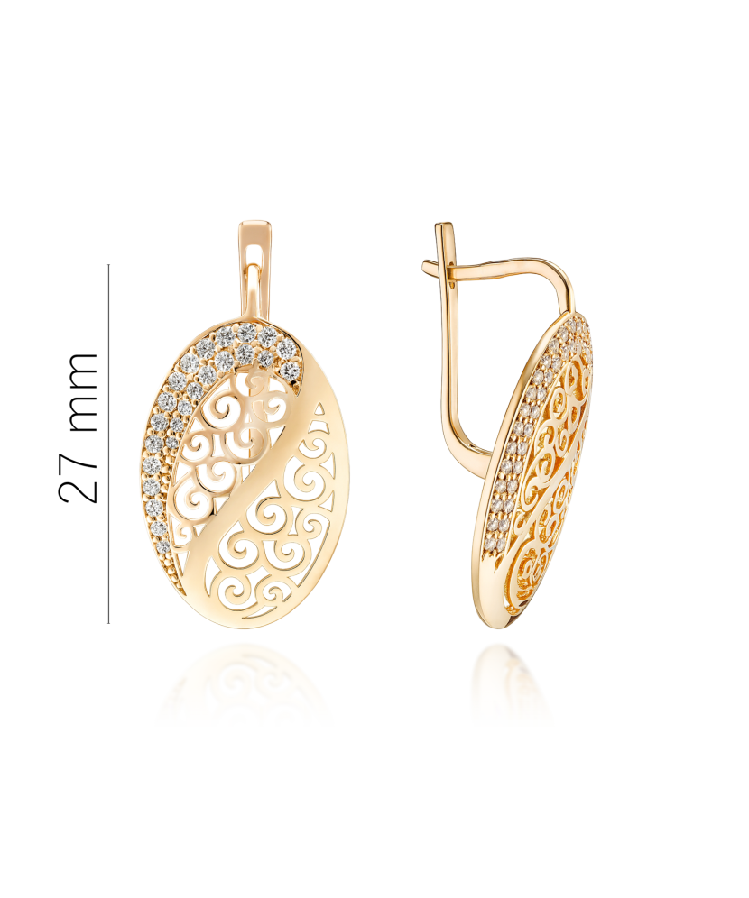 Gold earrings with zircons