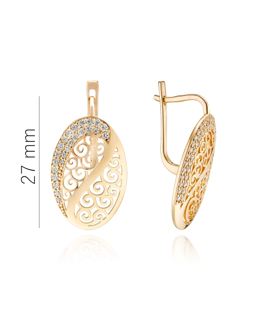 Gold earrings with zircons