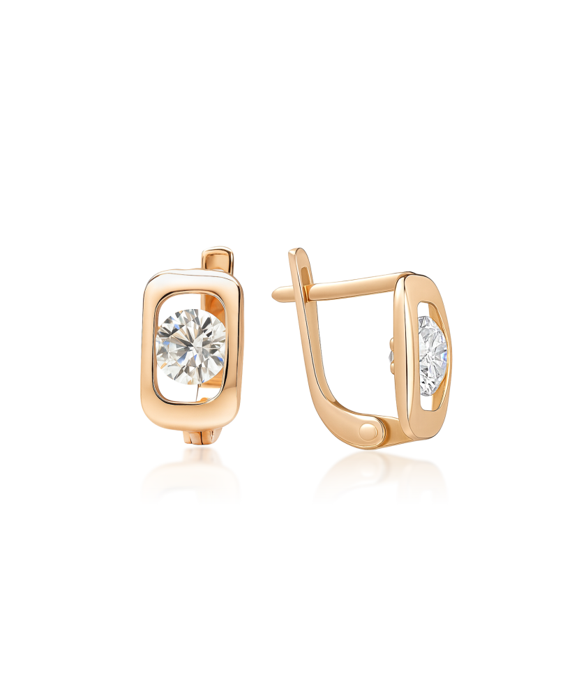 Gold earrings with zircons