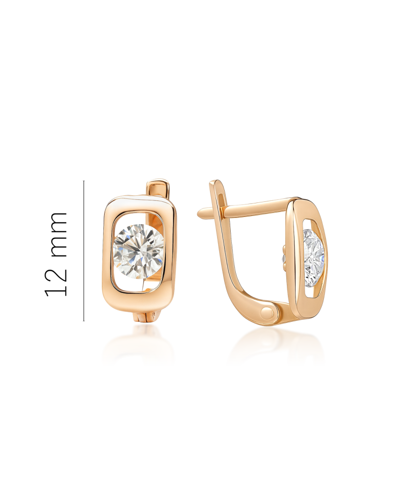 Gold earrings with zircons