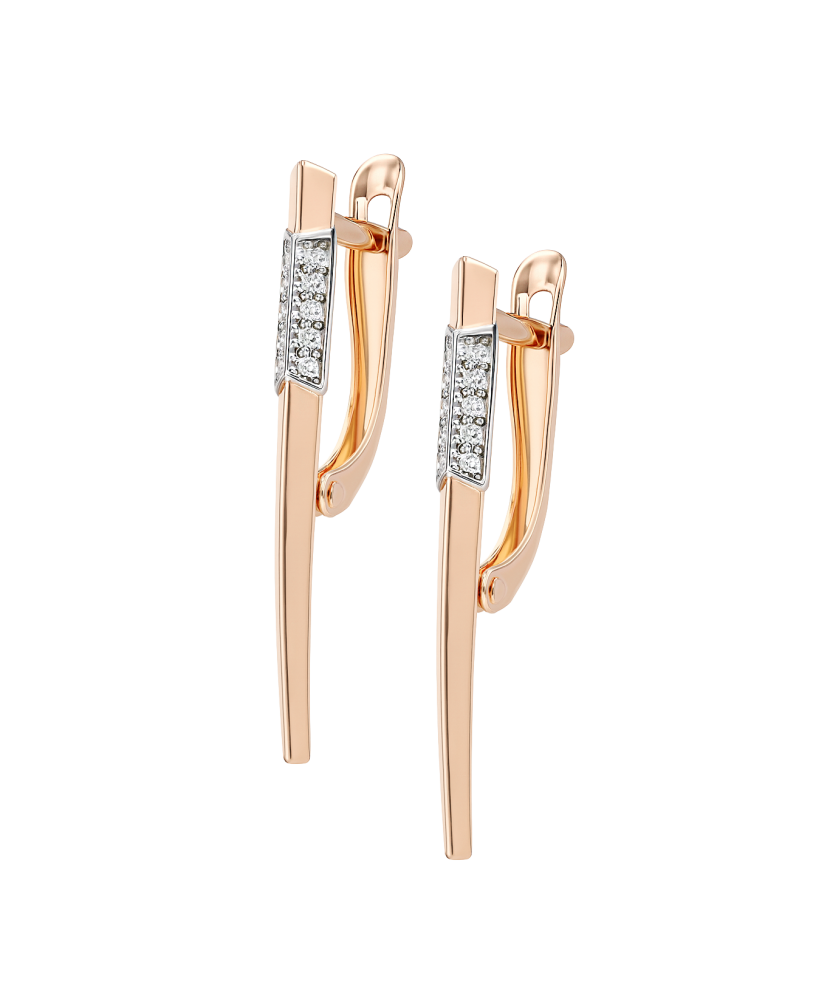 Gold earrings with zircons