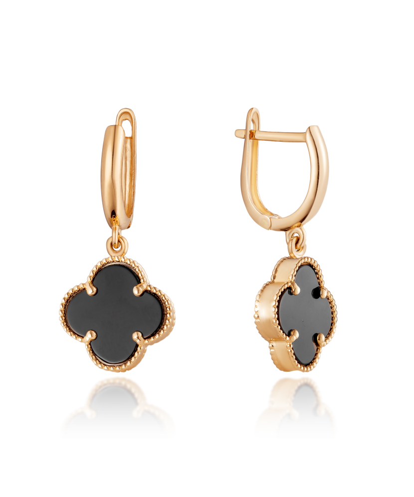 Gold earrings with onyx