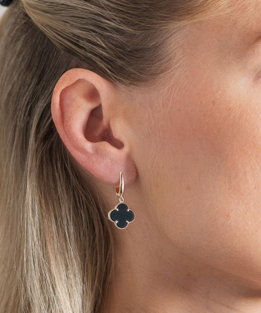 Gold earrings with onyx