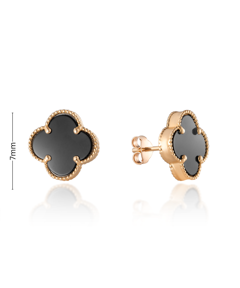 Gold earrings with onyx