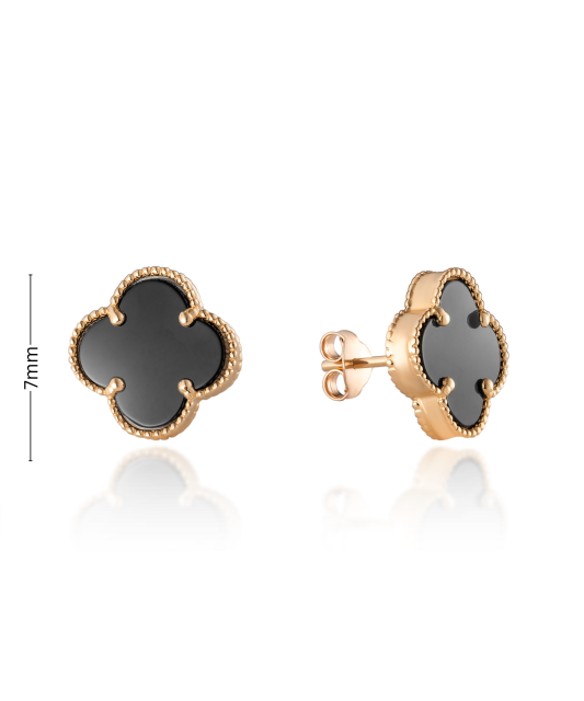 Gold earrings with onyx