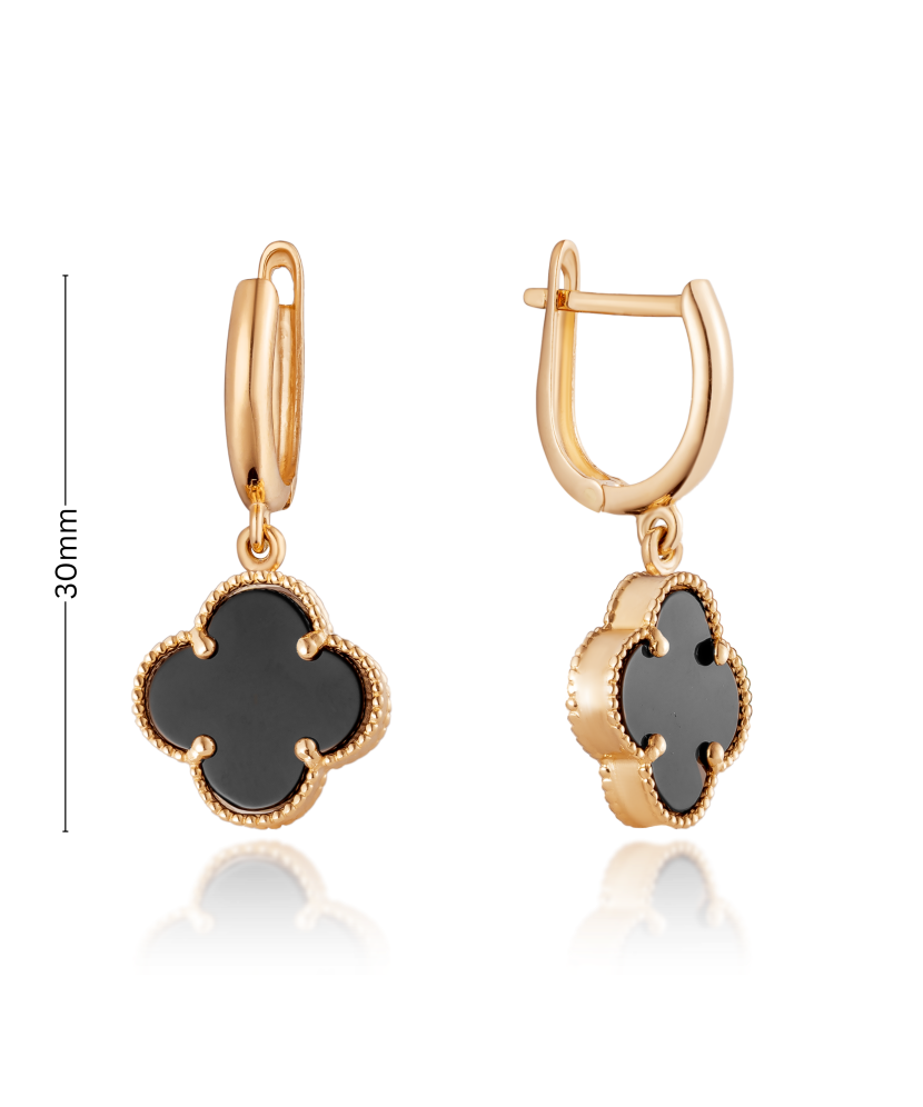 Gold earrings with onyx