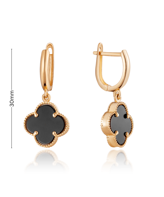 Gold earrings with onyx