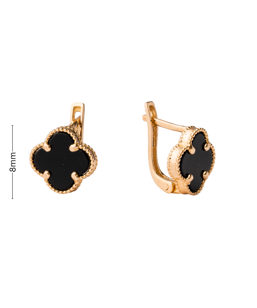 Gold earrings with onyx