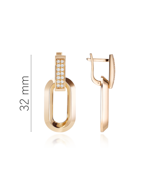 Gold earrings with zircons