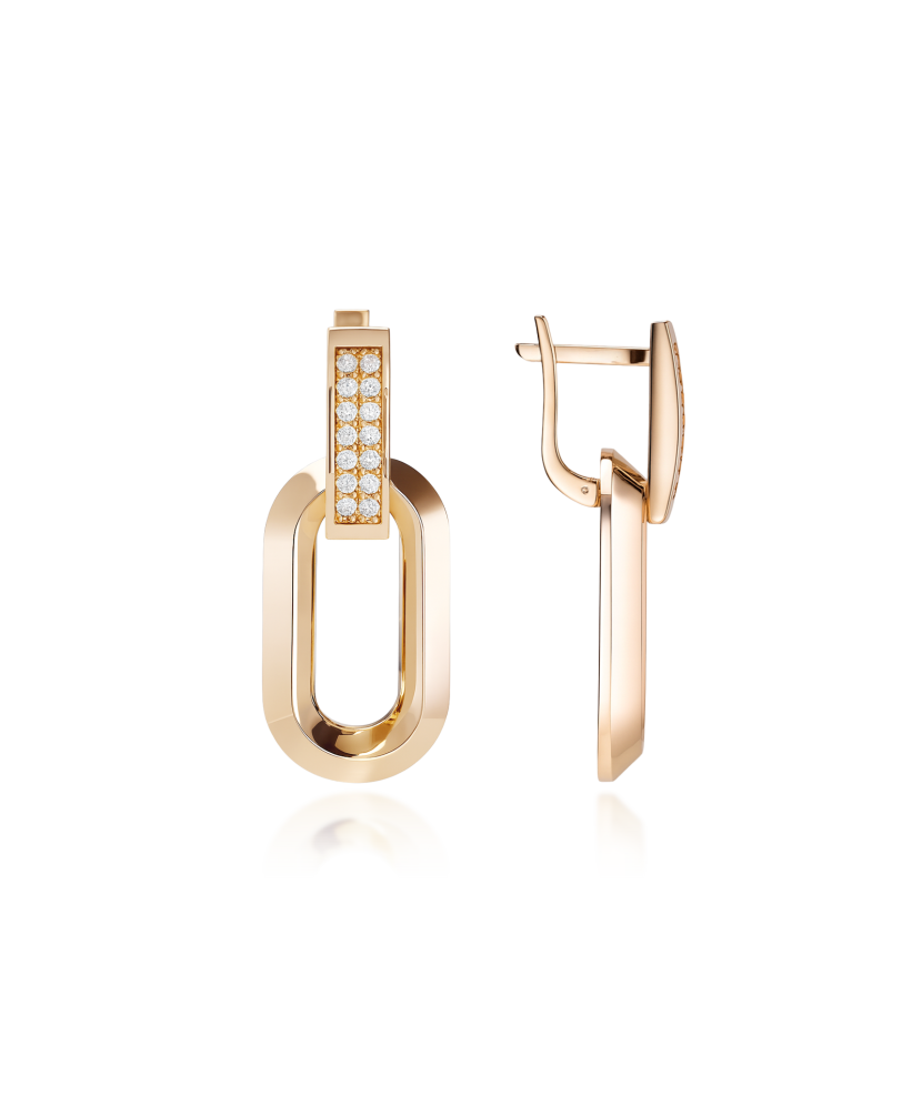 Gold earrings with zircons