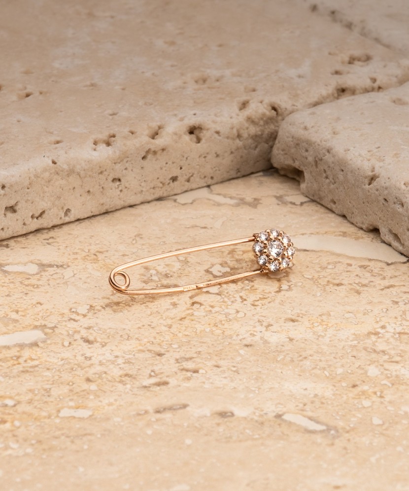 Gold brooch with zircons "Horseshoe"