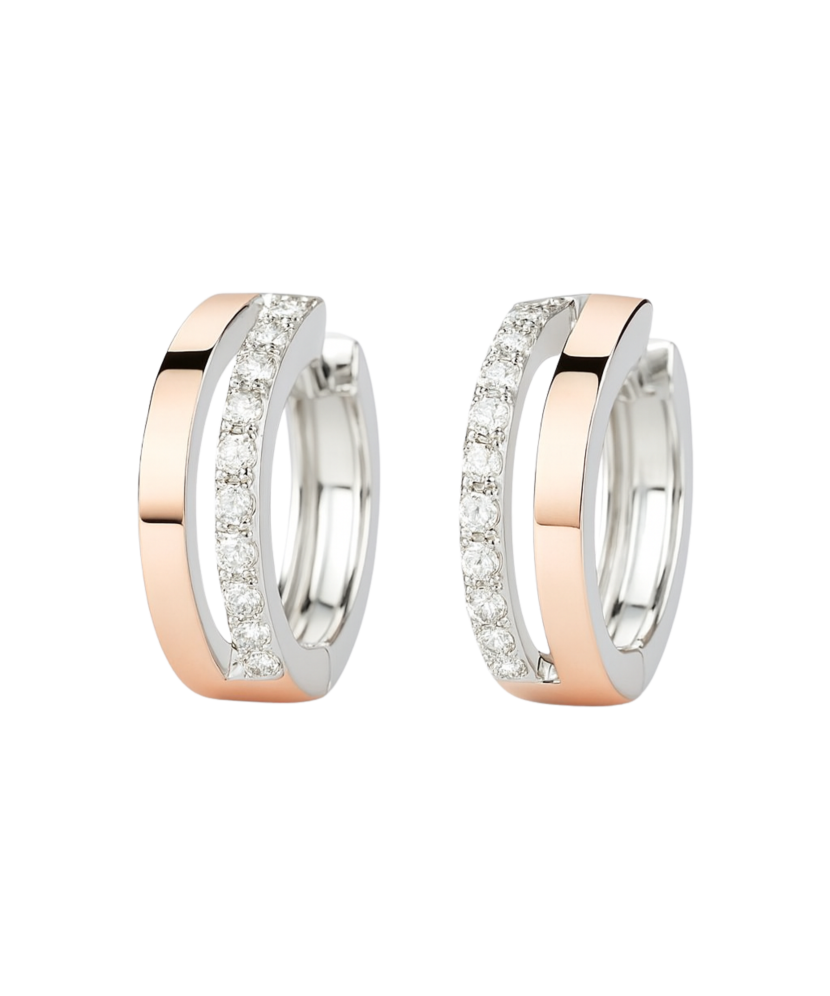 Hopeiset korvakorut peittää kullalla zirkoneilla