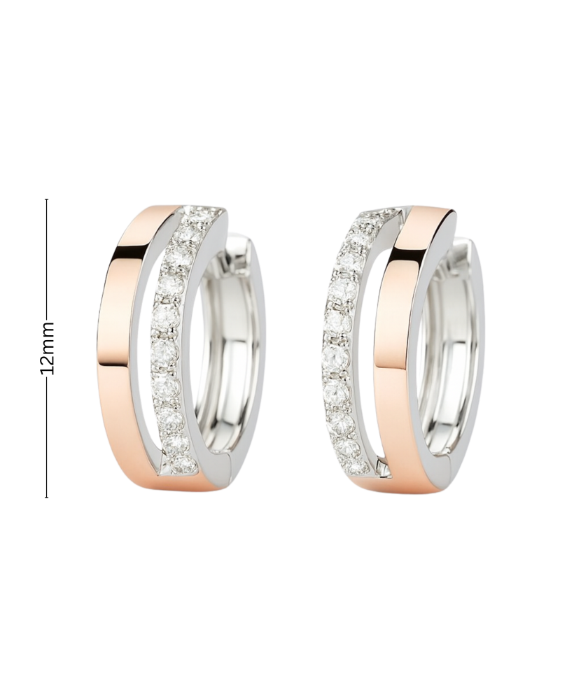 Hopeiset korvakorut peittää kullalla zirkoneilla